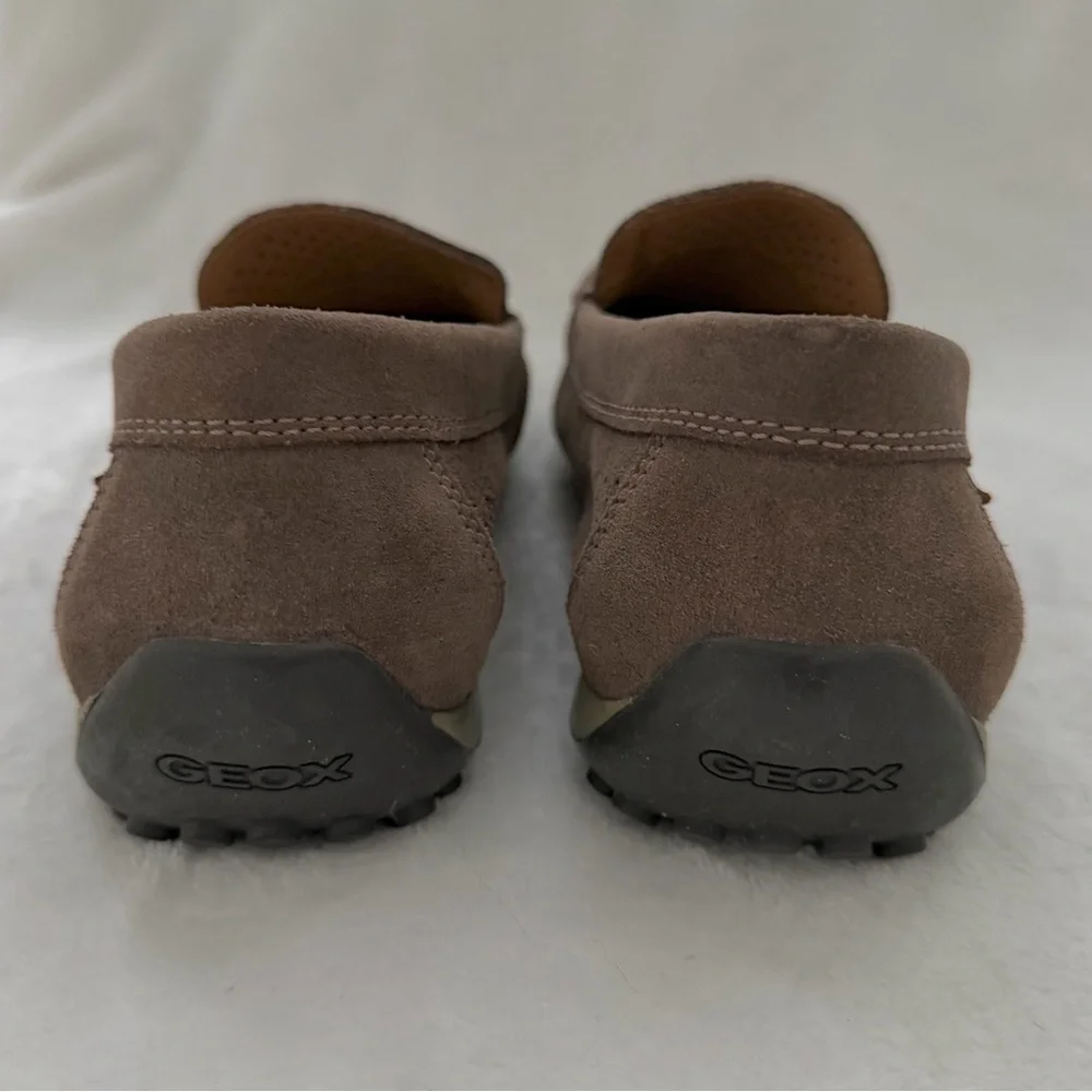 GEOX Respira Gray Taupe Suede Moc Toe Driving Loafers Size 12 EU 45 NEW